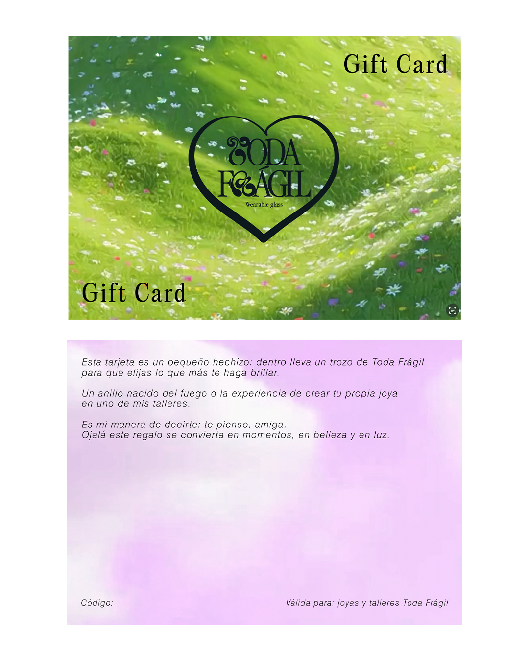 TARJETA REGALO DE PAPEL TODA FRÁGIL